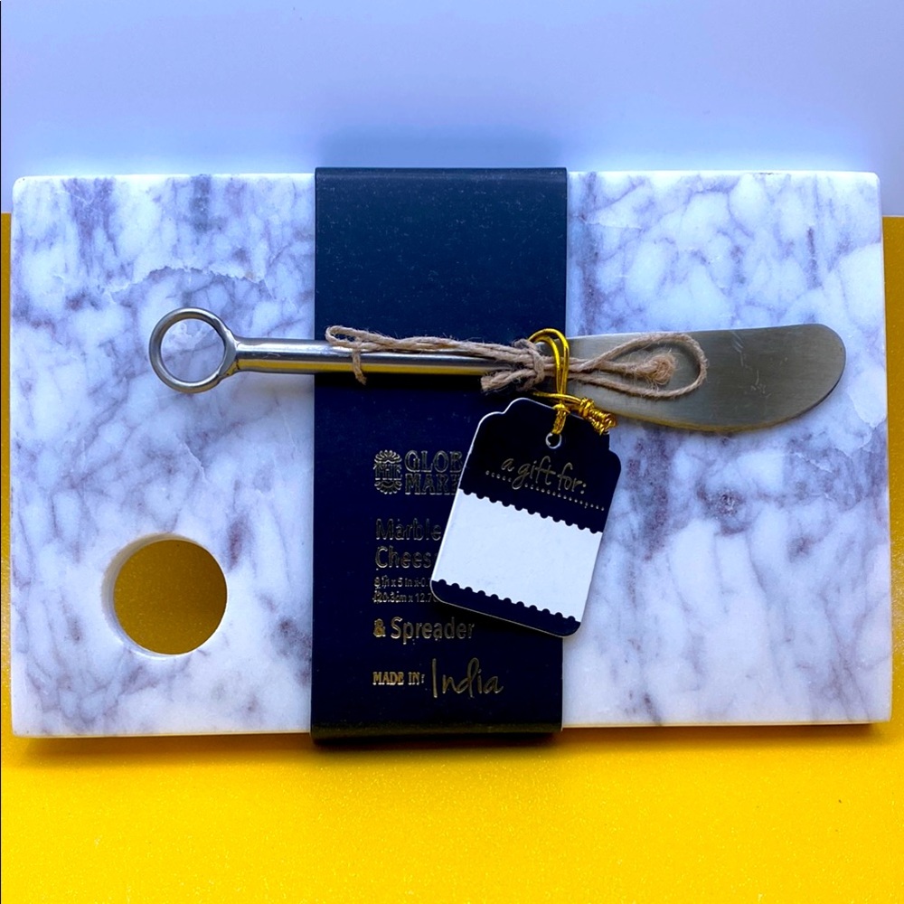NEW Marble Cheese Board With Spreader From Global Market Made In India
